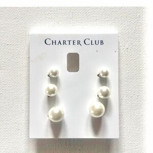Charter Club White Pearl Stud Earrings Jewelry